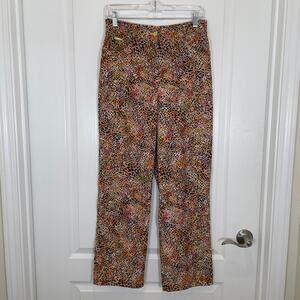St. John Sport Cheetah Print Jeans Straight Leg Multi-tonal Classic Old Money 6